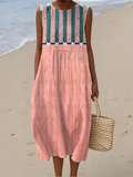 Olwyn | Striped Pastel Midi Dress