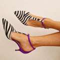 Tansy | Low Stilettos with Zebra Pattern and Spiked Toe