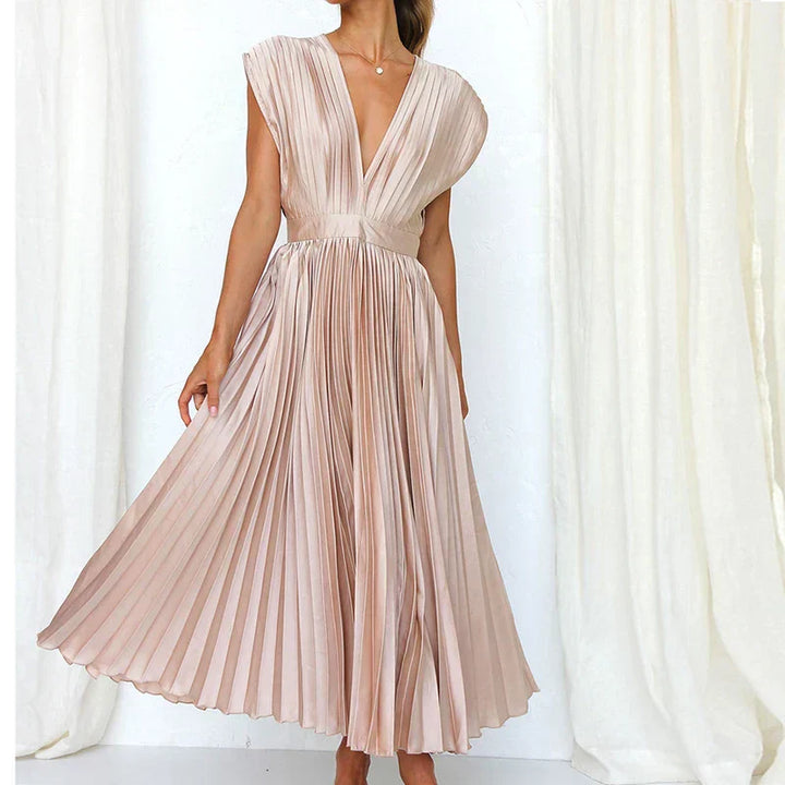 Kendall | V-Neck Maxi Dress with Pleats