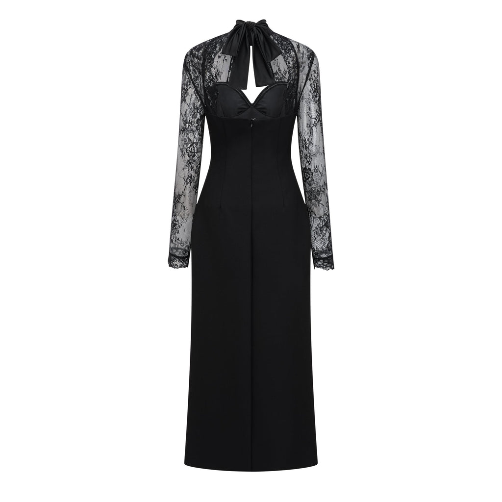 Lorelai | Lace Panel Maxi Dress – Black