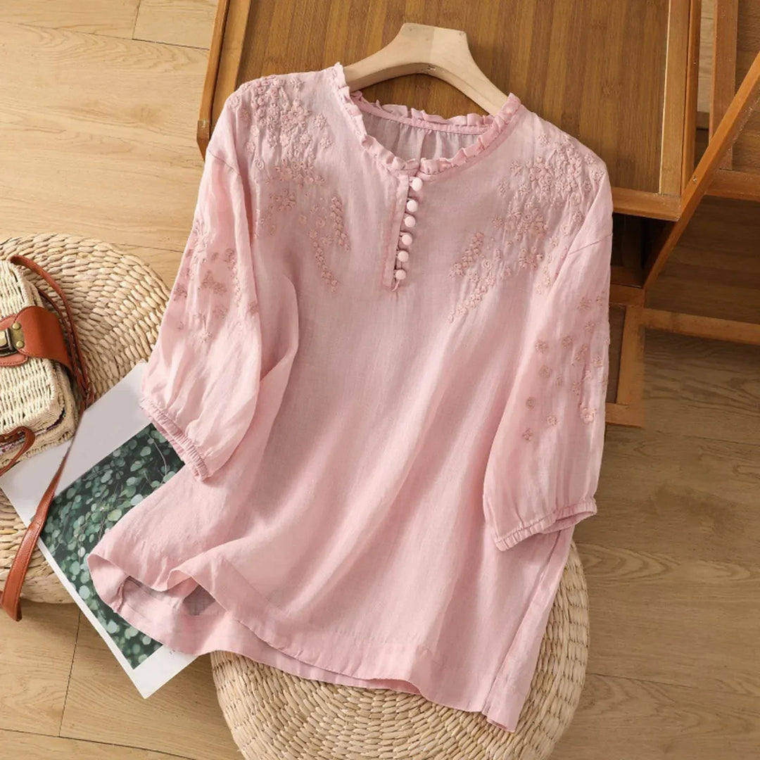 Susan™ | Floral Button-Front Blouse
