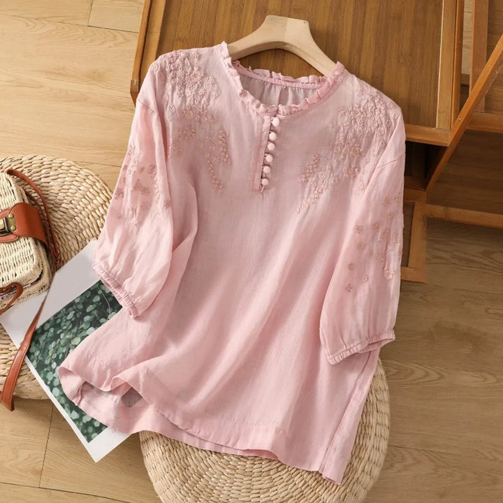 Susan™ | Floral Button-Front Blouse