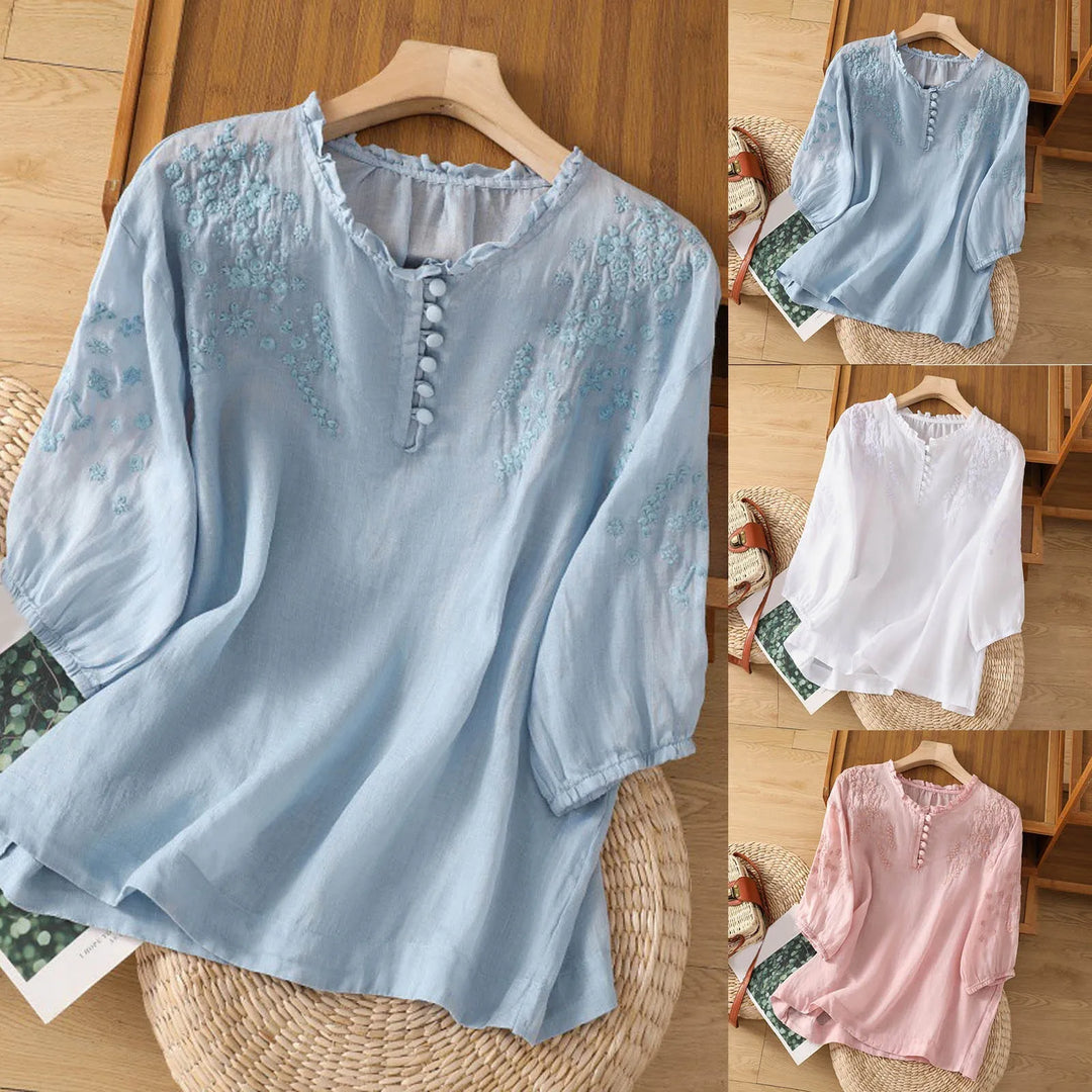Susan™ | Floral Button-Front Blouse