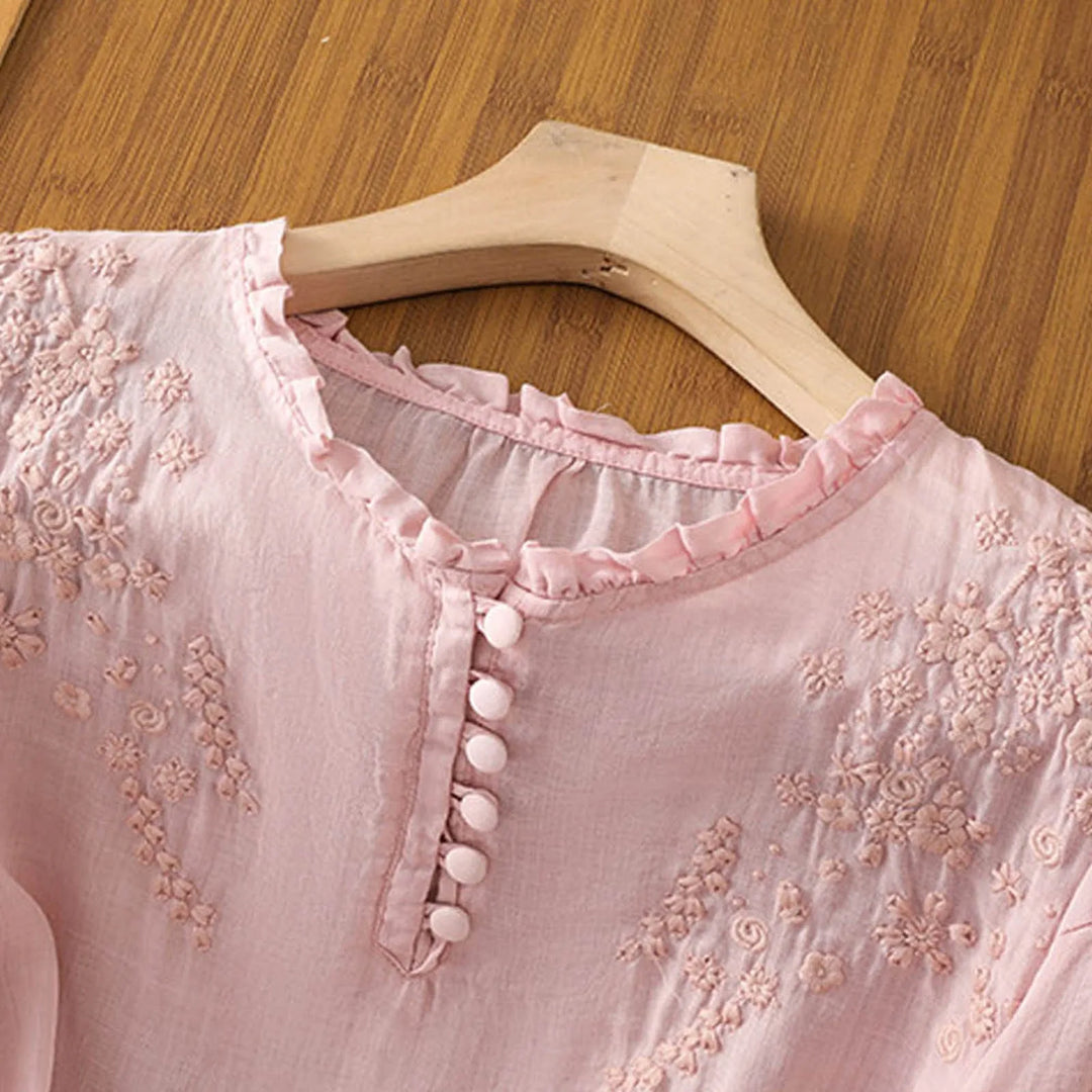 Susan™ | Floral Button-Front Blouse