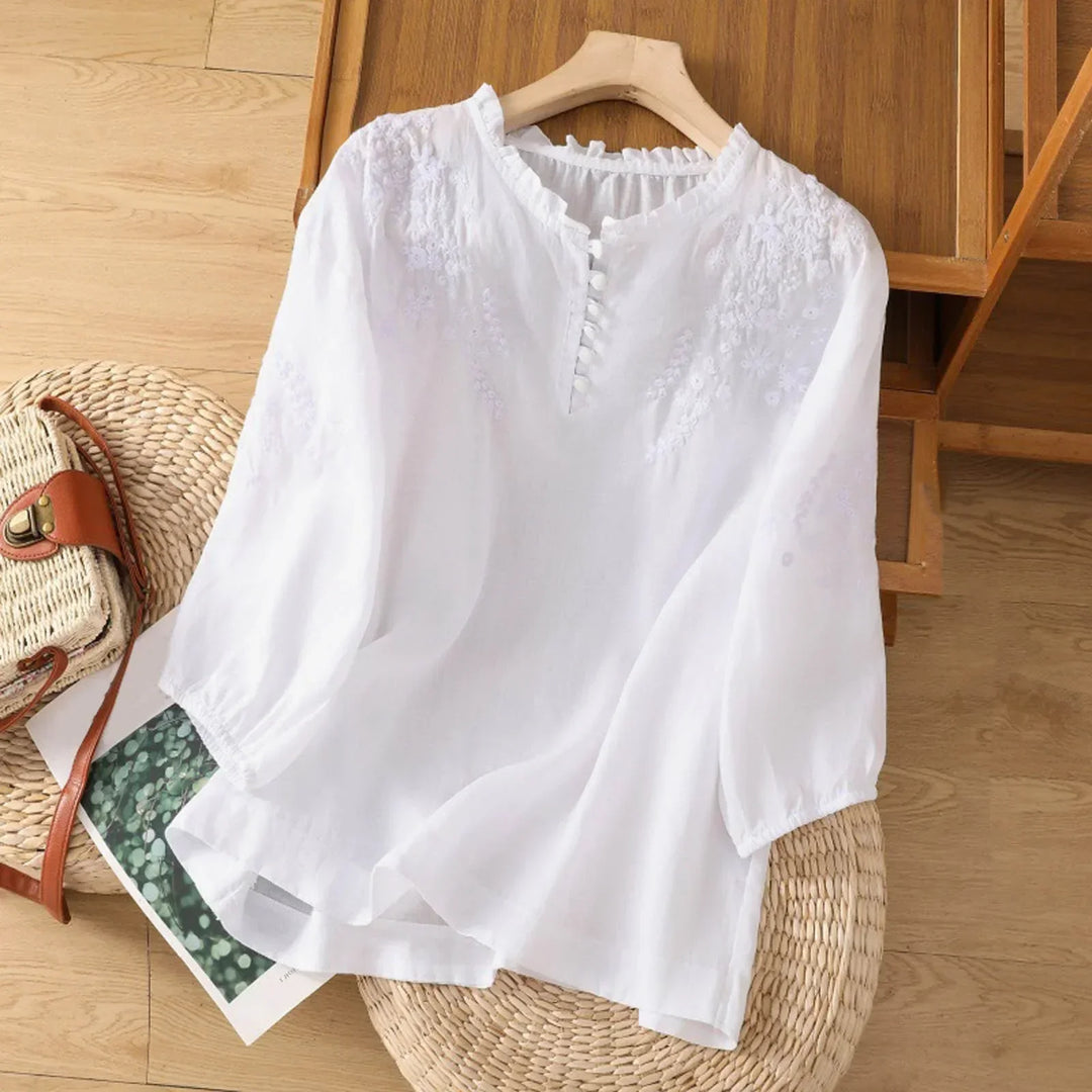 Susan™ | Floral Button-Front Blouse