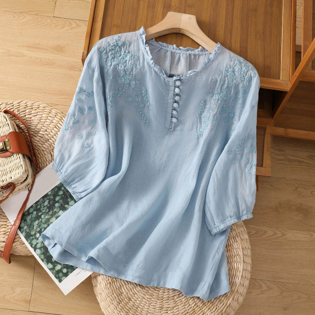 Susan™ | Floral Button-Front Blouse